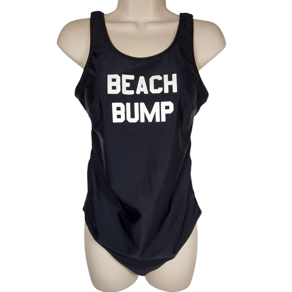 Motherhood Maternity Beach Bump One Piece Swimsuit Black Bathingsuit Modest S - Picture 3 of 14